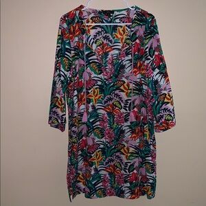 J. Crew Floral Print Cotton Women's Dress Tunic Coverup XL